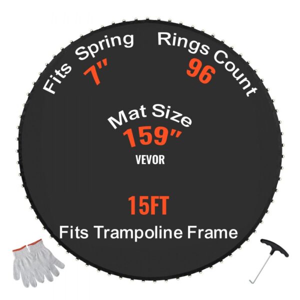 VEVOR Ersatz-Trampolinmatte Sprungmatte passend für 457 cm Rahmen, passend für 17,8 cm Federlänge