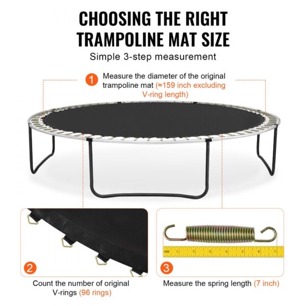 VEVOR Ersatz-Trampolinmatte Sprungmatte passend für 457 cm Rahmen, passend für 17,8 cm Federlänge – Bild 4