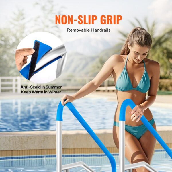 VEVOR Pool-Handlauf, 1395 x 810 x 100 mm Pooleinstieg Edelstahl mit Grundplatte für Innen-/Außenpools – Bild 4