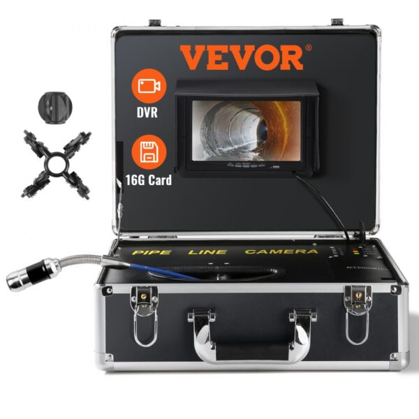 VEVOR Kanalkamera, 50 m, 7-Zoll-Bildschirm, wasserdichte IP68-Kamera, 12 einstellbare LEDs