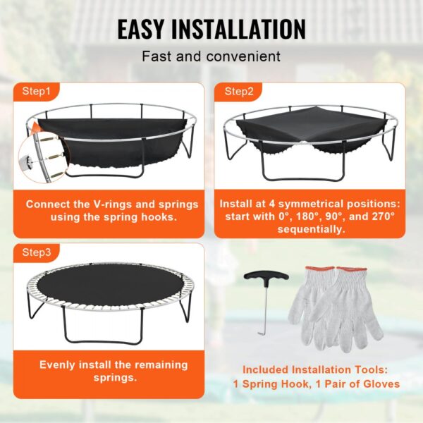 VEVOR Ersatz-Trampolinmatte Sprungmatte passend für 457 cm Rahmen, passend für 16,5 cm Federlänge – Bild 5