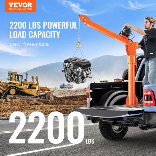 VEVOR Elektrischer Pick Up Kran, 998 kg, zusammenklappbarer LKW-Kran mit elektrischer Winde 2721 kg – Bild 2