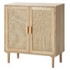 VEVOR Rattanschrank Rattankommode Aufbewahrungsschrank mit 2 magnetischen Türen & verstellbaren Regalen