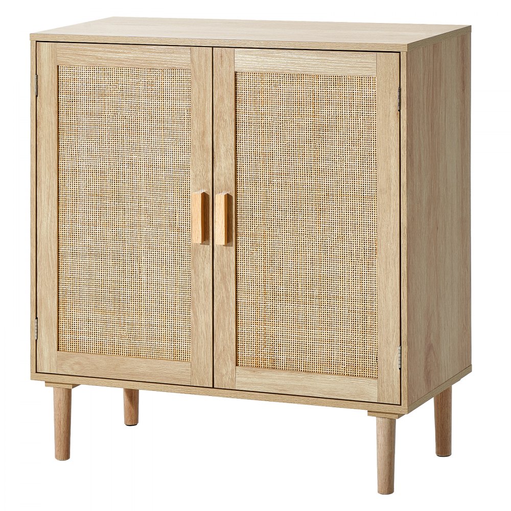 VEVOR Rattanschrank Rattankommode Aufbewahrungsschrank mit 2 magnetischen Türen & verstellbaren Regalen