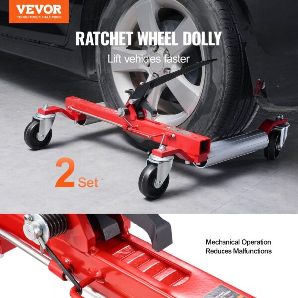 VEVOR Radwagen 2 Stk. 680 kg pro Stück Tragkraft Rangierroller mit Ratschenfunktion Reifenroller für PKW – Bild 2