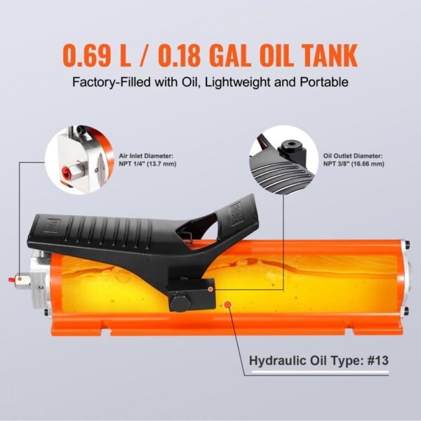 VEVOR 10.000 PSI Lufthydraulikpumpe, 0,69 L Behälter, NPT 3/8 Zoll Auslass – Bild 4