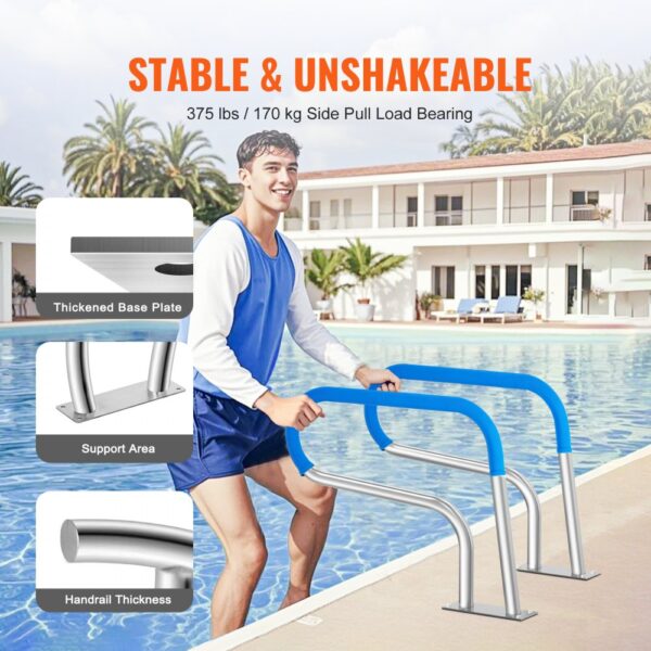 VEVOR Pool-Handlauf, 805 x 100 x 585 mm, Pooleinstieg Edelstahl mit Grundplatte für Innen-/Außenpools – Bild 3 VEVOR Pool-Handlauf, 805 x 100 x 585 mm, Pooleinstieg Edelstahl mit Grundplatte für Innen-/Außenpools – Bild 3