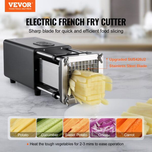 VEVOR Elektrischer Pommes Frites Schneider Kartoffelschneider mit 1/2 & 3/8 Zoll Klingen Edelstahl – Bild 2