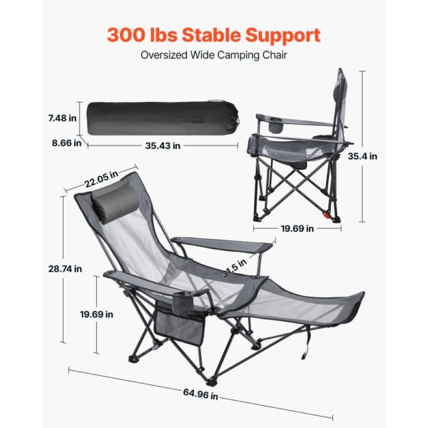 VEVOR Campingstuhl faltbar, Liegestuhl mit 4 verstellbaren Positionen, trägt 100 kg – Bild 2 VEVOR Campingstuhl faltbar, Liegestuhl mit 4 verstellbaren Positionen, trägt 100 kg – Bild 2