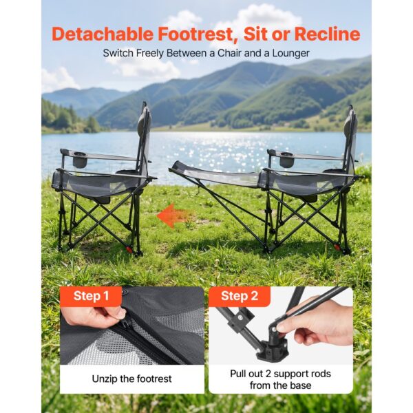 VEVOR Campingstuhl faltbar, Liegestuhl mit 4 verstellbaren Positionen, trägt 100 kg – Bild 4 VEVOR Campingstuhl faltbar, Liegestuhl mit 4 verstellbaren Positionen, trägt 100 kg – Bild 4