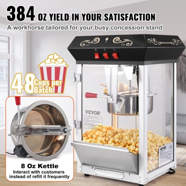 VEVOR Popcornmaschine Popcornautomat Popcorn-Maker, 850 W Popcornmaschine 8 oz Kessel für 48 Tassen pro Ladung – Bild 3 VEVOR Popcornmaschine Popcornautomat Popcorn-Maker, 850 W Popcornmaschine 8 oz Kessel für 48 Tassen pro Ladung – Bild 3