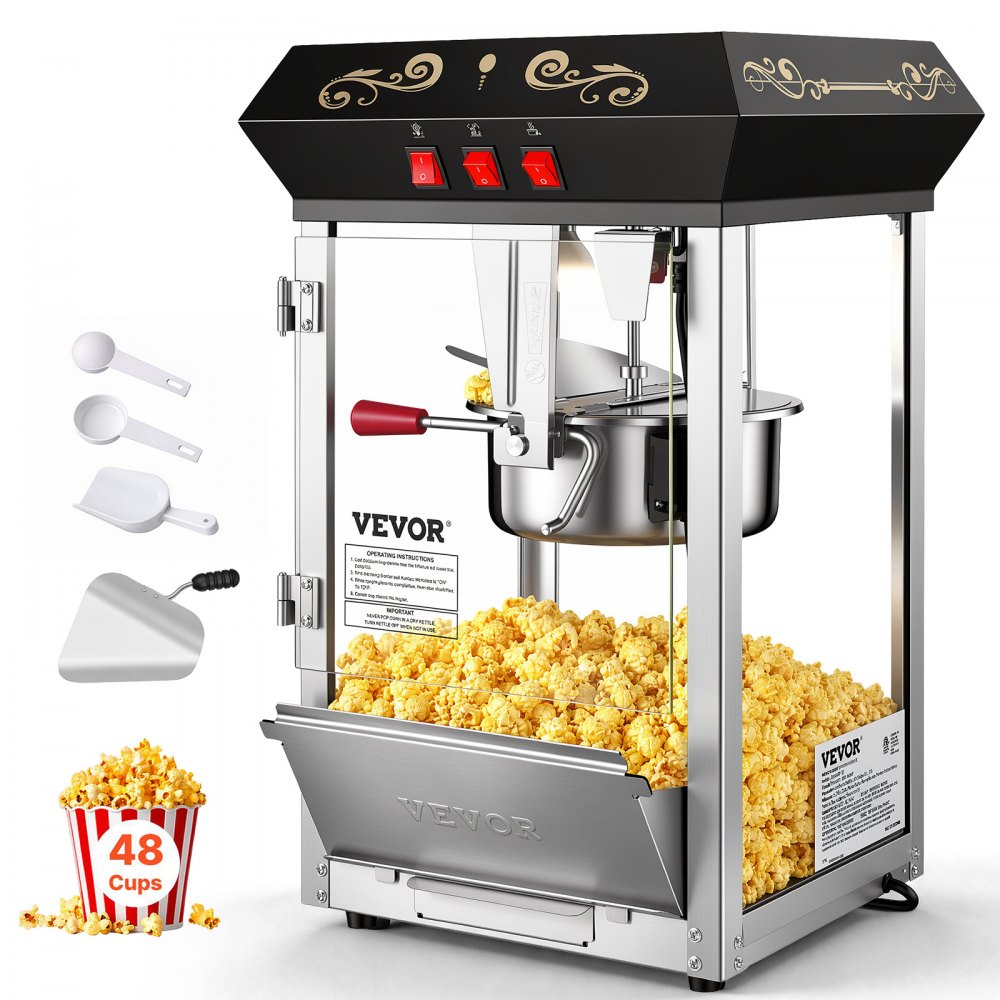 VEVOR Popcornmaschine Popcornautomat Popcorn-Maker, 850 W Popcornmaschine 8 oz Kessel für 48 Tassen pro Ladung