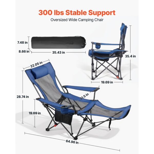 VEVOR Campingstuhl faltbar, Liegestuhl mit 4 verstellbaren Positionen, trägt 100 kg – Bild 2 VEVOR Campingstuhl faltbar, Liegestuhl mit 4 verstellbaren Positionen, trägt 100 kg – Bild 2