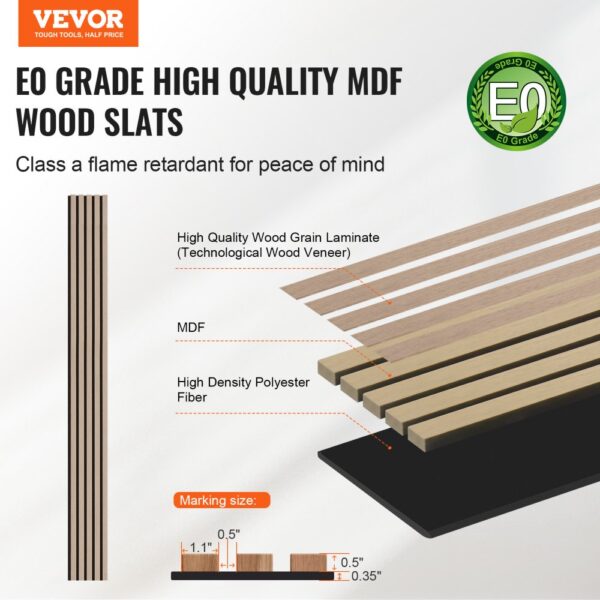 VEVOR Akustikpaneele, 2400 x 200 x 21 mm, Akustik Wandpaneele, 4er-Set – Bild 2