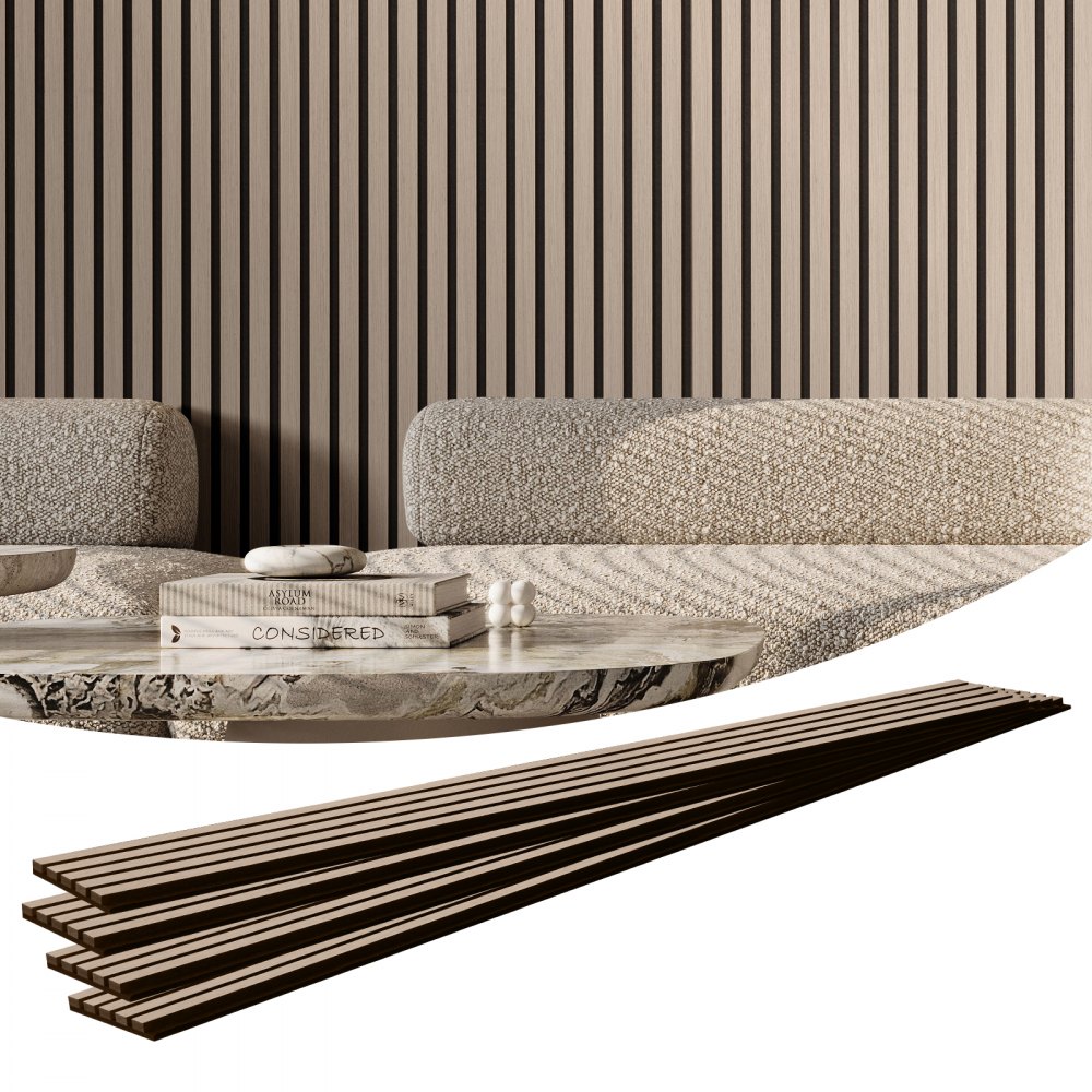 VEVOR Akustikpaneele, 2400 x 200 x 21 mm, Akustik Wandpaneele, 4er-Set