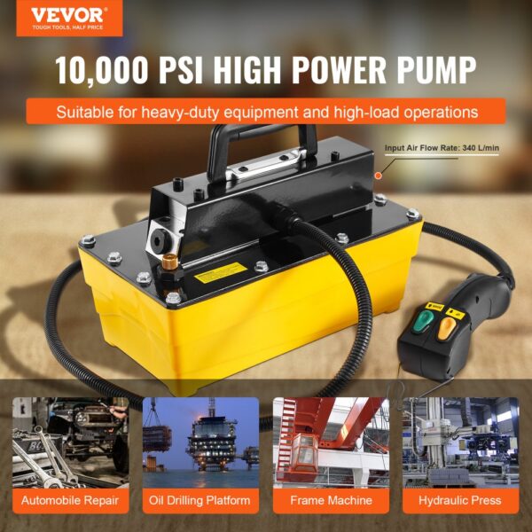 VEVOR 10.000 PSI Lufthydraulikpumpe, 2,3 L Behälter, NPT 3/8 Zoll Auslass – Bild 2