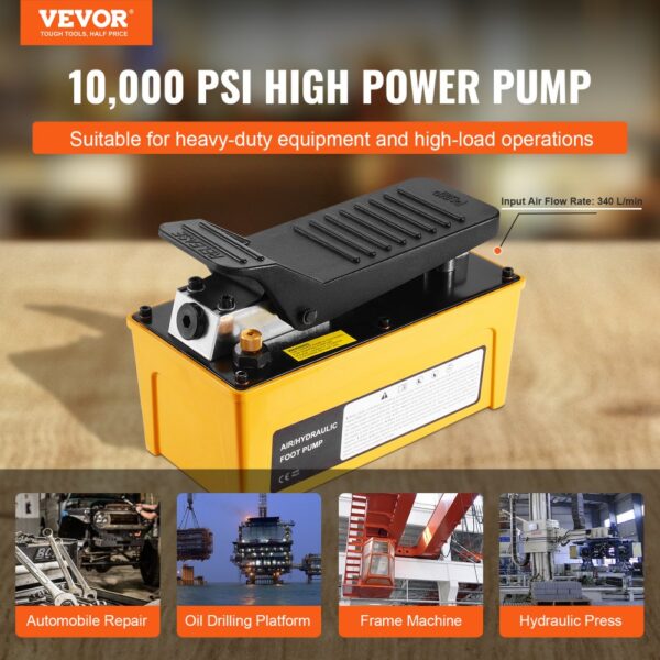VEVOR 10.000 PSI Lufthydraulikpumpe, 1,6 L Öltank, NPT 3/8 Zoll Ölauslass – Bild 2