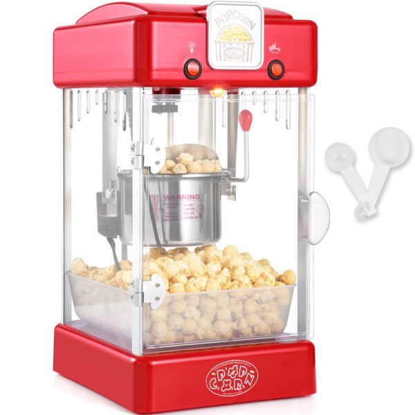 VEVOR Popcornmaschine, 2,5 oz Kessel macht 4 QT pro Ladung, Tisch-Popcornmaschine mit PP-Tür