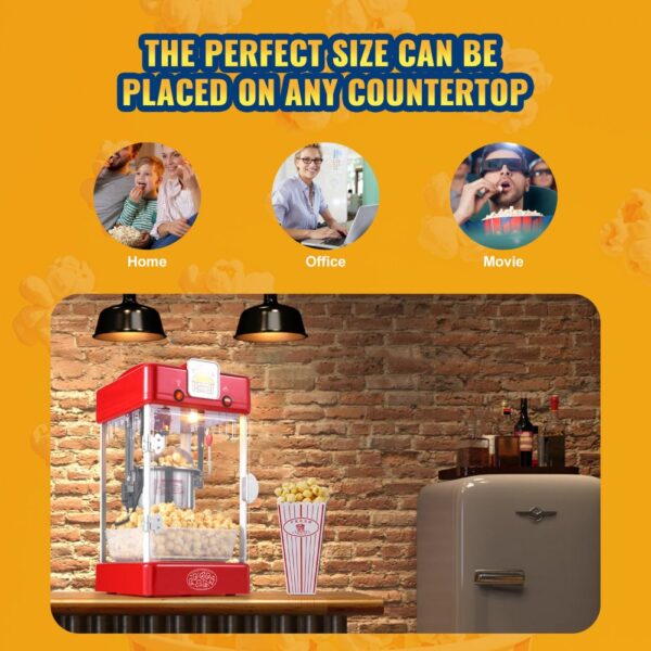 VEVOR Popcornmaschine, 2,5 oz Kessel macht 4 QT pro Ladung, Tisch-Popcornmaschine mit PP-Tür – Bild 4