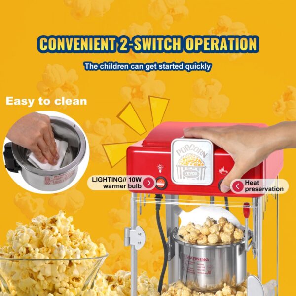 VEVOR Popcornmaschine, 2,5 oz Kessel macht 4 QT pro Ladung, Tisch-Popcornmaschine mit PP-Tür – Bild 5