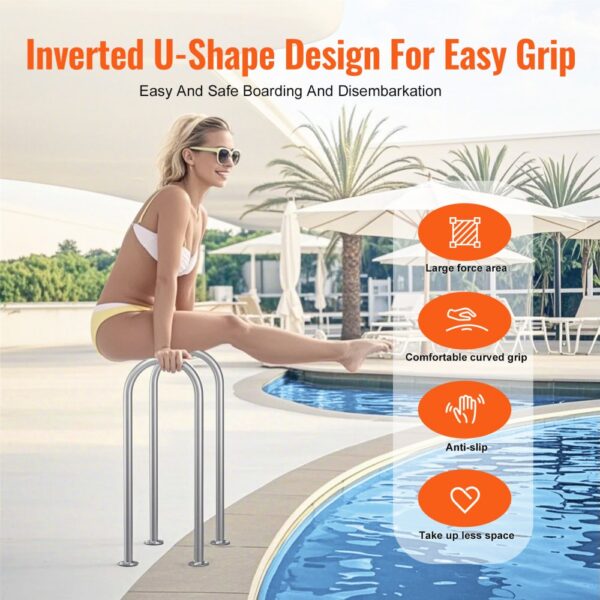 VEVOR Pool-Handlauf, 400 x 90 x 915 mm, Pooleinstieg Aluminium mit Grundplatte für Innen-/Außenpools – Bild 5 VEVOR Pool-Handlauf, 400 x 90 x 915 mm, Pooleinstieg Aluminium mit Grundplatte für Innen-/Außenpools – Bild 5