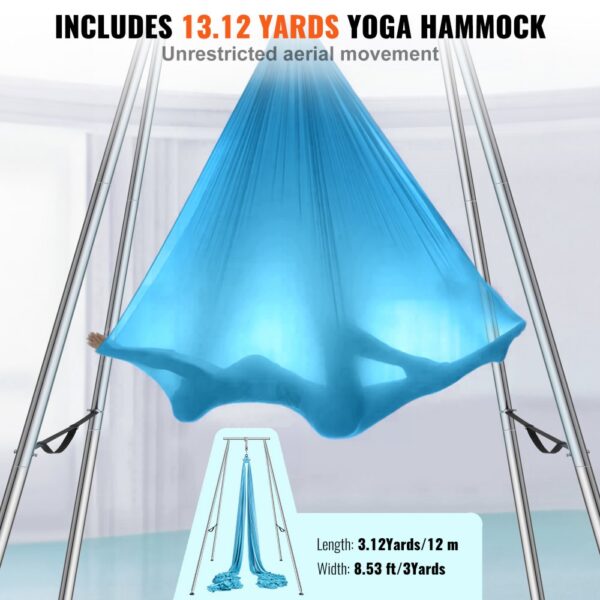 VEVOR Aerial Yoga Hängematte mit Yogarahmen 12 x 2,6 m, Yoga-Schaukel Hammock Swing 250 kg Max. Tragfähigkeit – Bild 4