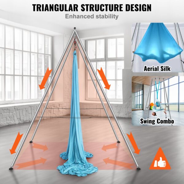VEVOR Aerial Yoga Hängematte mit Yogarahmen 12 x 2,6 m, Yoga-Schaukel Hammock Swing 250 kg Max. Tragfähigkeit – Bild 5