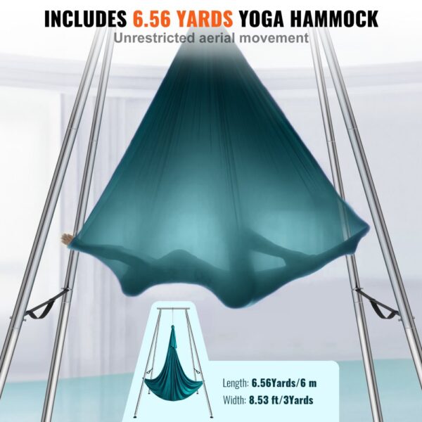 VEVOR Aerial Yoga Hängematte mit Yogarahmen 6 x 2,6 m, Yoga-Schaukel Hammock Swing 250 kg Max. Tragfähigkeit – Bild 4