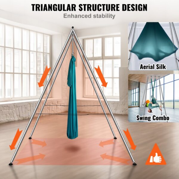 VEVOR Aerial Yoga Hängematte mit Yogarahmen 6 x 2,6 m, Yoga-Schaukel Hammock Swing 250 kg Max. Tragfähigkeit – Bild 5