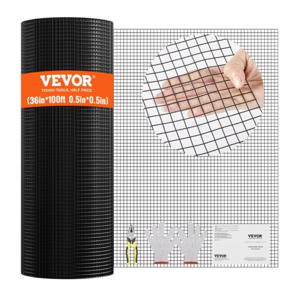 VEVOR Volierendraht 91 x 3048 cm, 1,06 mm Maschendrahtzaunrolle, Kaninchen- und Schlangenzäune