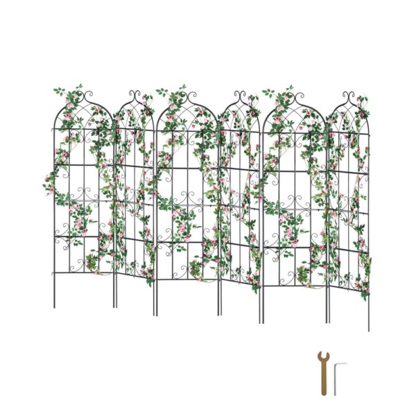 VEVOR Rankhilfe für Kletterpflanzen, 51x180 cm, 6er-Set rostfreies Metallspalier für Gartenblumen