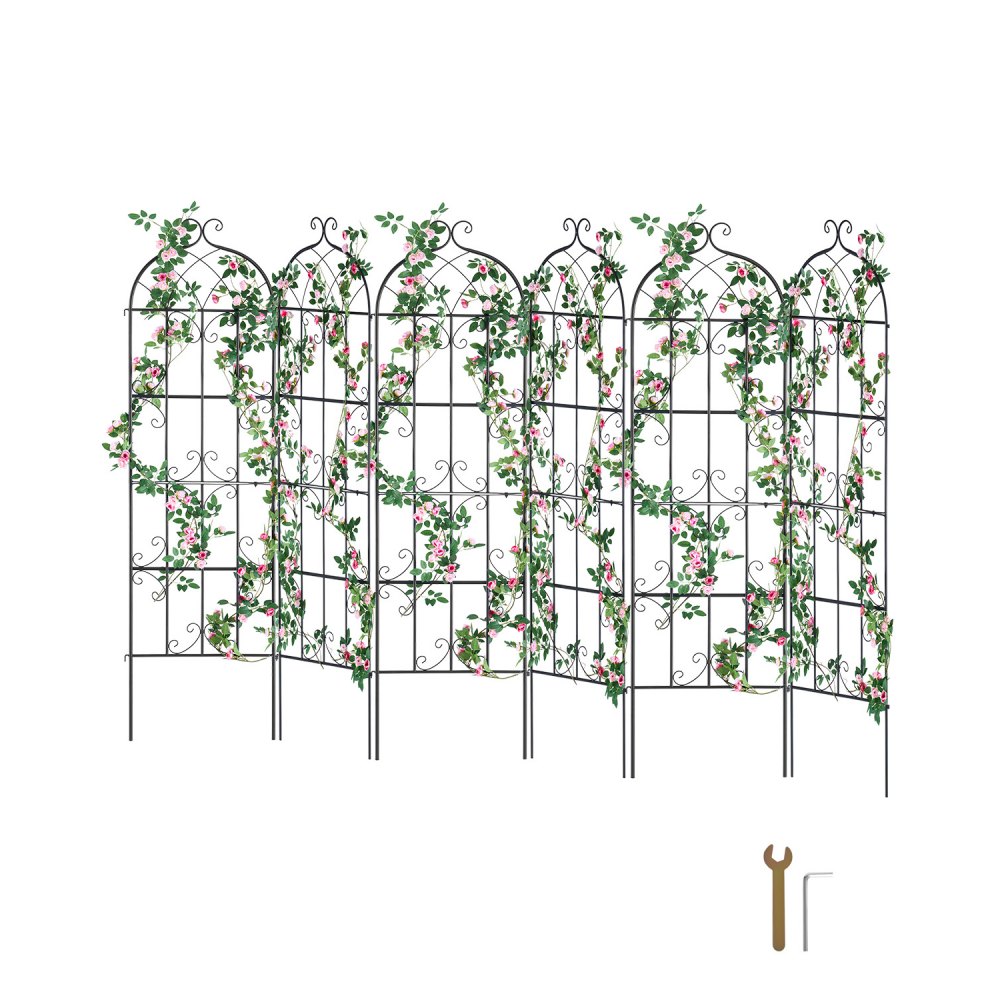 VEVOR Rankhilfe für Kletterpflanzen, 51x180 cm, 6er-Set rostfreies Metallspalier für Gartenblumen