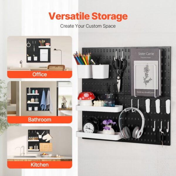 VEVOR Werkzeugwand, 28 x 28 cm, 4er-Set, Kunststoff-Stecktafel-Wand-Organizer-Set mit Zubehör – Bild 2