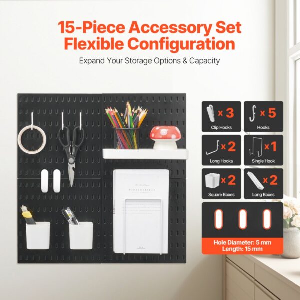 VEVOR Werkzeugwand, 28 x 28 cm, 4er-Set, Kunststoff-Stecktafel-Wand-Organizer-Set mit Zubehör – Bild 5