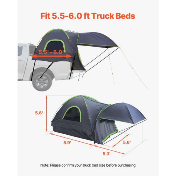 VEVOR Lkw Zelt Campingzelt Sonnenschutz für 1524-1829 mm große Lkw-Ladeflächen, Sonnenschutz zum Camping – Bild 3