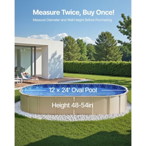 VEVOR Ovale Poolfolie, 732x366x147cm, Überlapp-Vinylfolie in Standardgröße – Bild 3