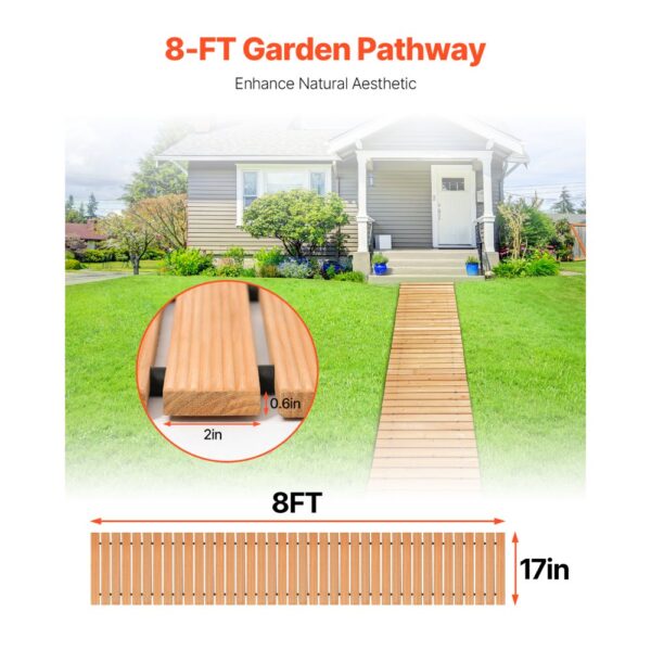 VEVOR Gartenweg Rollweg 244x43 cm, Ausrollbarer Holzweg, Außenweg aus Zedernholz mit Drahtseilverbindung – Bild 2