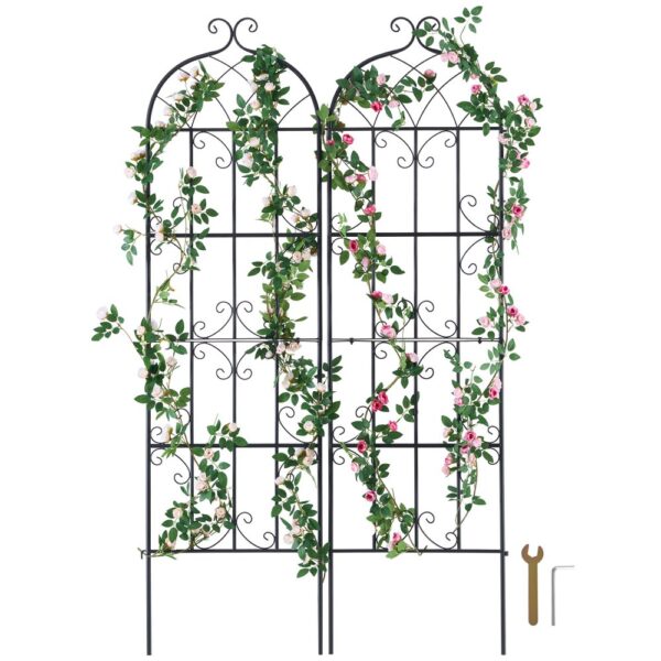 VEVOR Rankhilfe für Kletterpflanzen, 51x180 cm, 2er-Set rostfreies Metallspalier für Gartenblumen