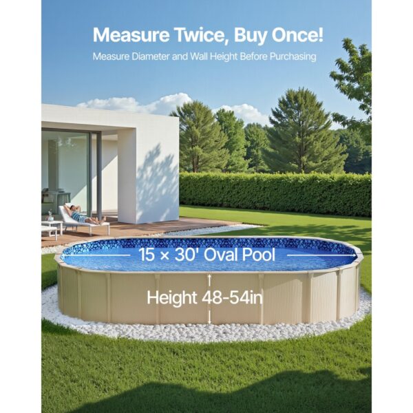 VEVOR Ovale Poolfolie, 914x457x147 cm, Vinyl-Folie im Überlappungsstil – Bild 3