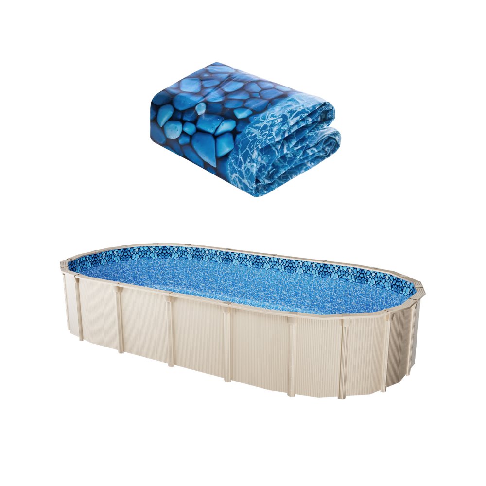 VEVOR Ovale Poolfolie, 914x457x147 cm, Vinyl-Folie im Überlappungsstil