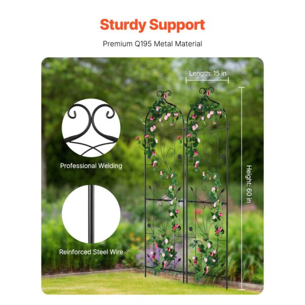 VEVOR Rankhilfe, 38x152 cm, 2er-Set rostfreies Metallspalier für Gartenblumen – Bild 2