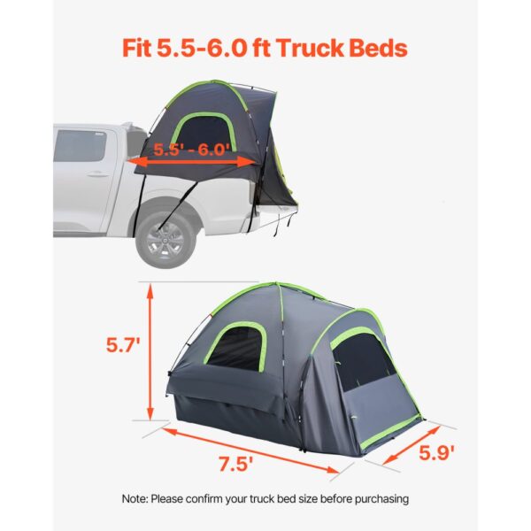VEVOR Lkw Zelt Campingzelt Pickup Zelt für 1676-1830 mm große Lkw-Ladeflächen, geeignet für 2 bis 3 Personen – Bild 3