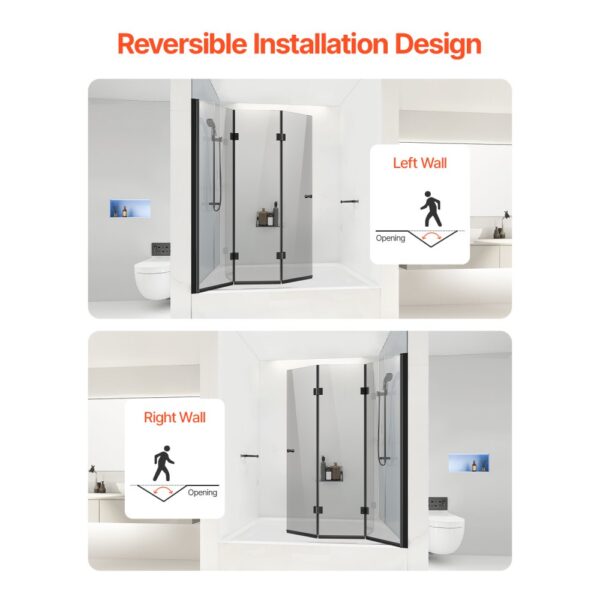 VEVOR Badewannen Duschtür (1295 x 1422 mm / B x H) rahmenlose, klappbare Duschtür mit Scharnier, für Badewanne – Bild 4 VEVOR Badewannen Duschtür (1295 x 1422 mm / B x H) rahmenlose, klappbare Duschtür mit Scharnier, für Badewanne – Bild 4