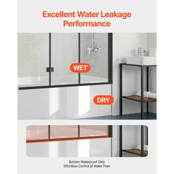 VEVOR Badewannen Duschtür (1295 x 1422 mm / B x H) rahmenlose, klappbare Duschtür mit Scharnier, für Badewanne – Bild 5 VEVOR Badewannen Duschtür (1295 x 1422 mm / B x H) rahmenlose, klappbare Duschtür mit Scharnier, für Badewanne – Bild 5