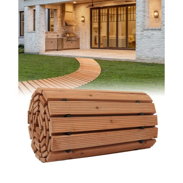 VEVOR Rollweg Gartenweg 253x43 cm, Ausrollbarer Holzweg, Gehweg aus Zedernholz mit Drahtseilverbindung