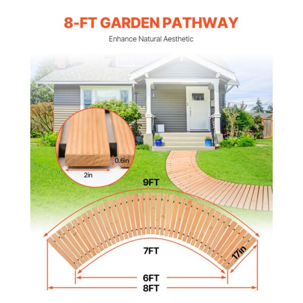VEVOR Rollweg Gartenweg 253x43 cm, Ausrollbarer Holzweg, Gehweg aus Zedernholz mit Drahtseilverbindung – Bild 2