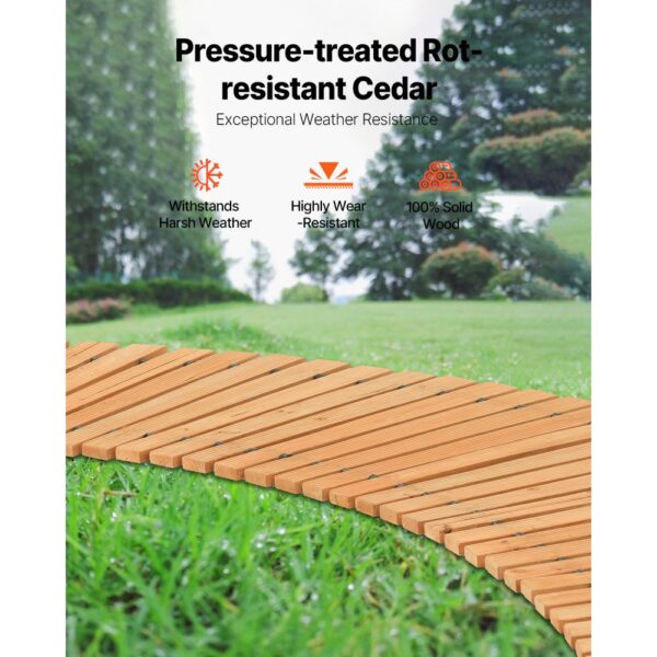 VEVOR Rollweg Gartenweg 253x43 cm, Ausrollbarer Holzweg, Gehweg aus Zedernholz mit Drahtseilverbindung – Bild 4