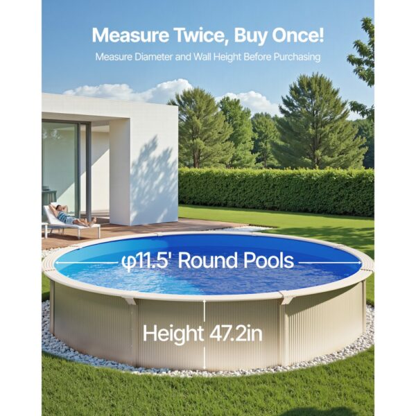 VEVOR Runde Poolfolie, φ350x120 cm, Schwimmbadfolie Unibead-Stil Standard-Vinylfolie – Bild 3