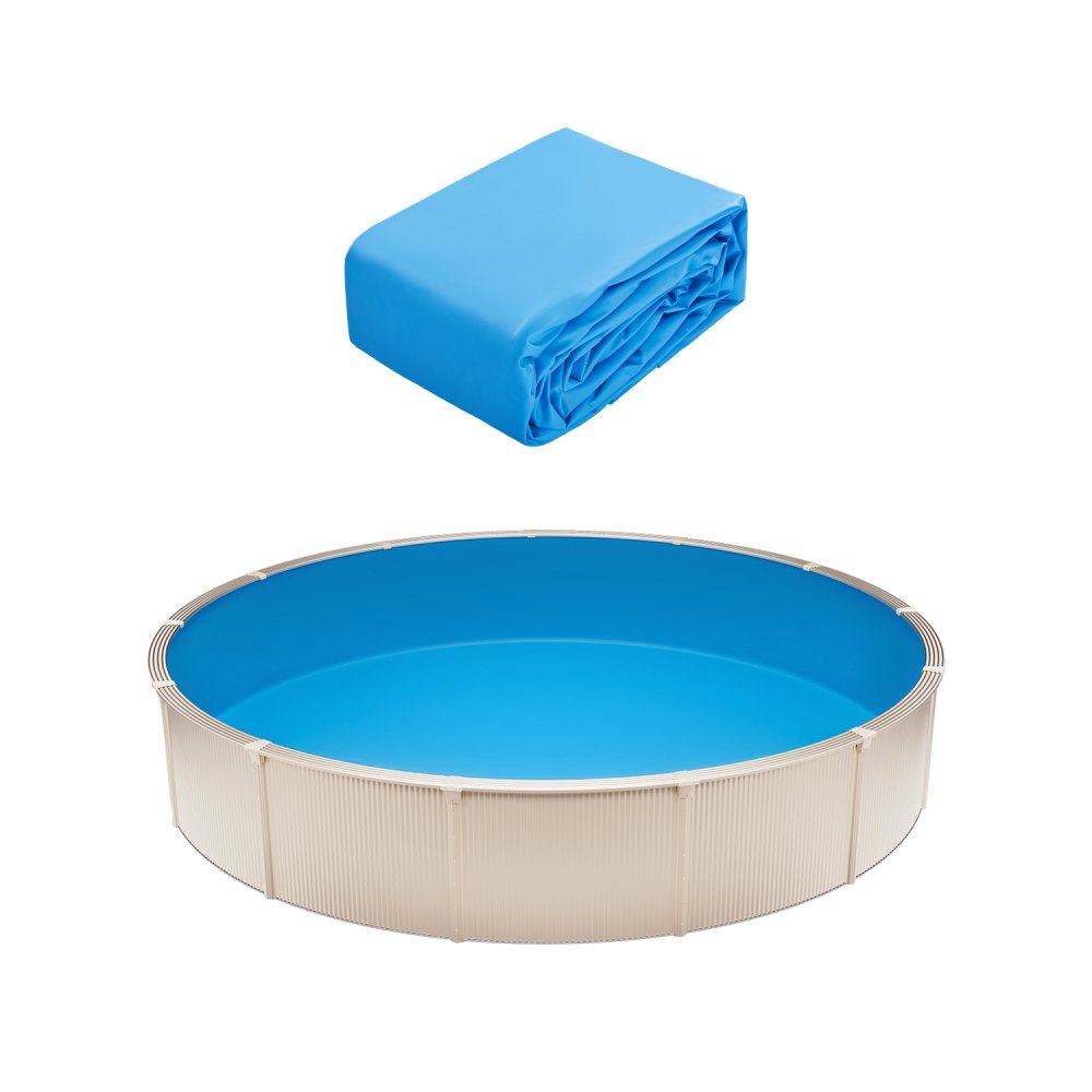 VEVOR Runde Poolfolie, φ350x120 cm, Schwimmbadfolie Unibead-Stil Standard-Vinylfolie