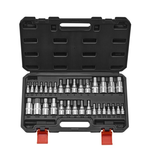 VEVOR Sechskant Steckschlüsselsatz 32-teilig, S2-Legierungsstahl & Cr-V-Stahl, Standard SAE & metrisch VEVOR Sechskant Steckschlüsselsatz 32-teilig, S2-Legierungsstahl & Cr-V-Stahl, Standard SAE & metrisch